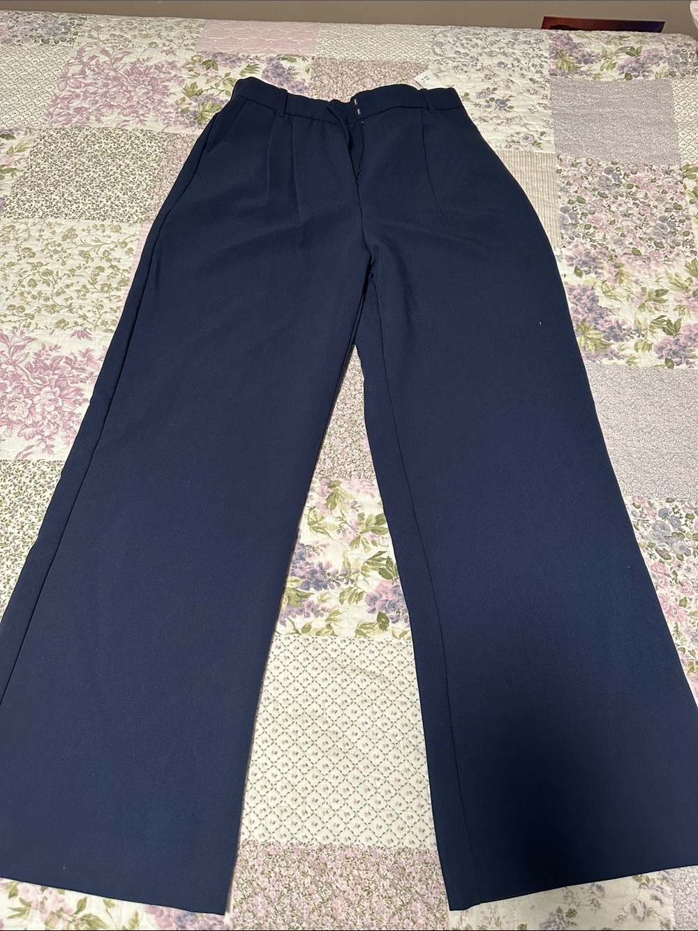 Abercrombie & Fitch Navy Wide-Leg Dress Pants